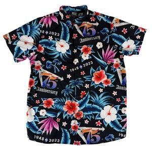 In-N-Out Burger 75th Anniversary Shirt Mens Large‎ Black Tropical Aloha Floral